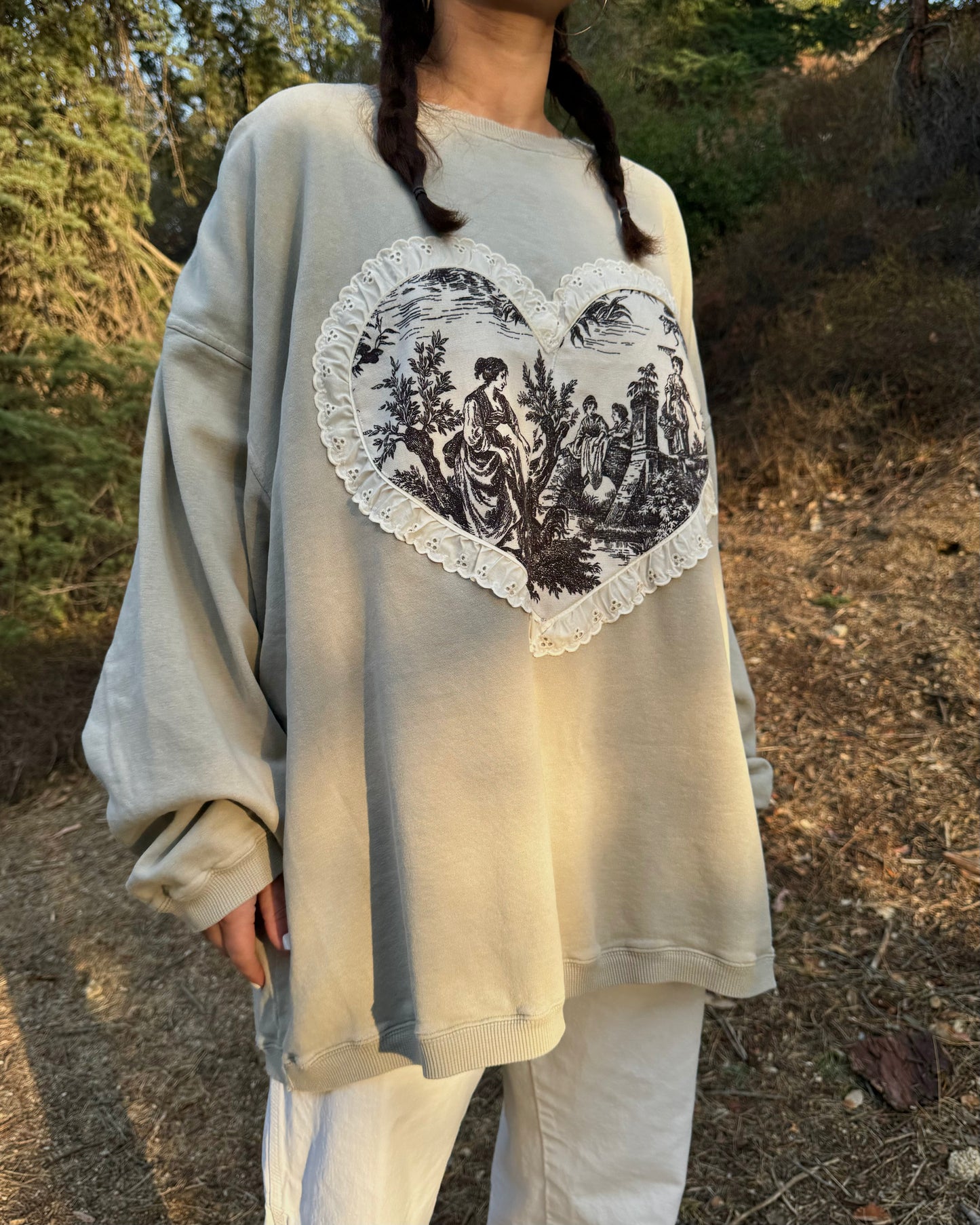 Lace-Heart Crewneck