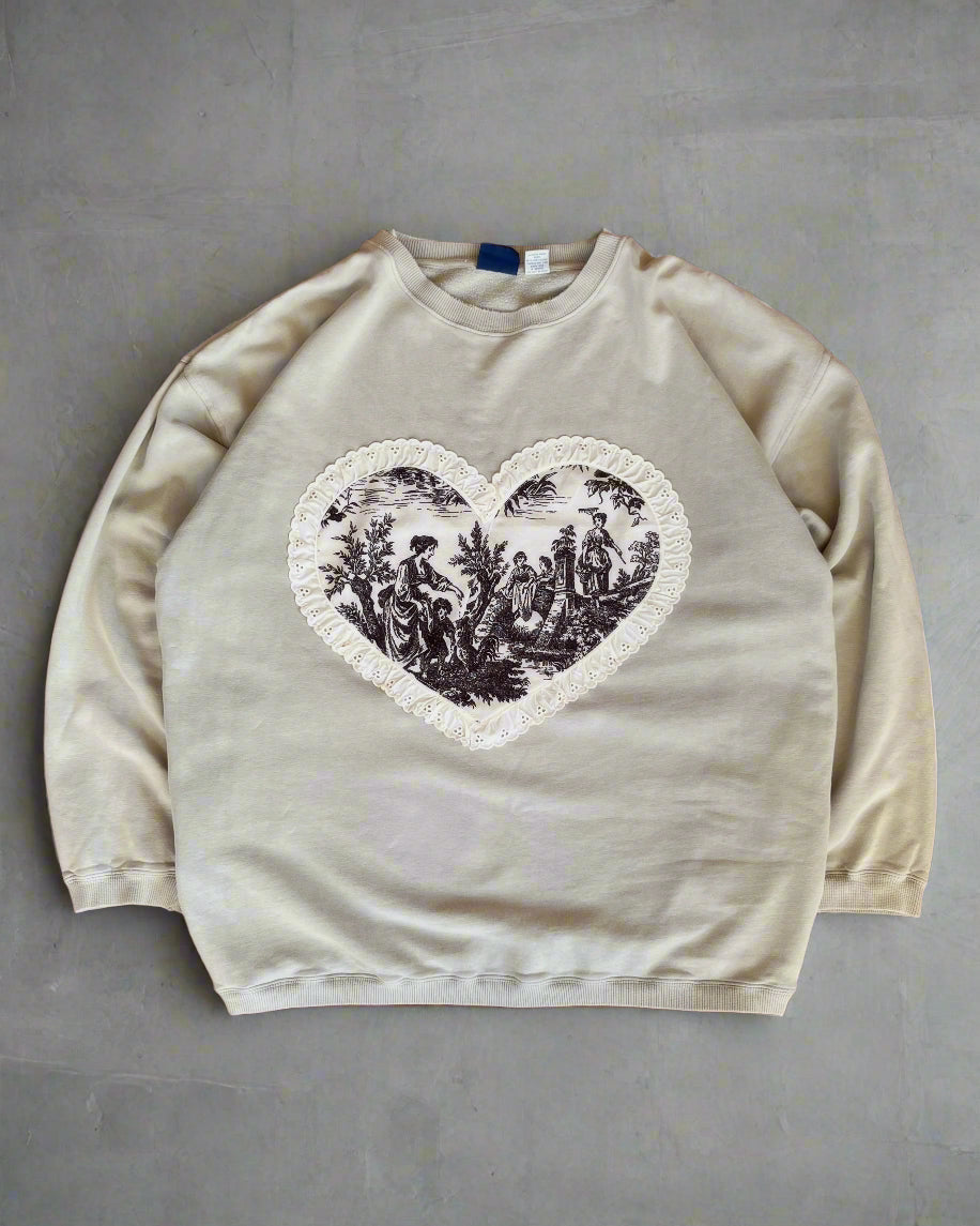 Lace-Heart Crewneck